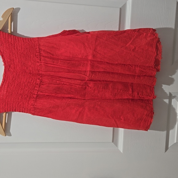 American Eagle coral red sleeveless lightweight button-down top tunic shirt S - Picture 4 of 7